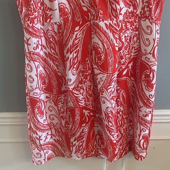 Women’s size 24W is sleeveless red and white spring summer midi dress - Picture 10 of 12